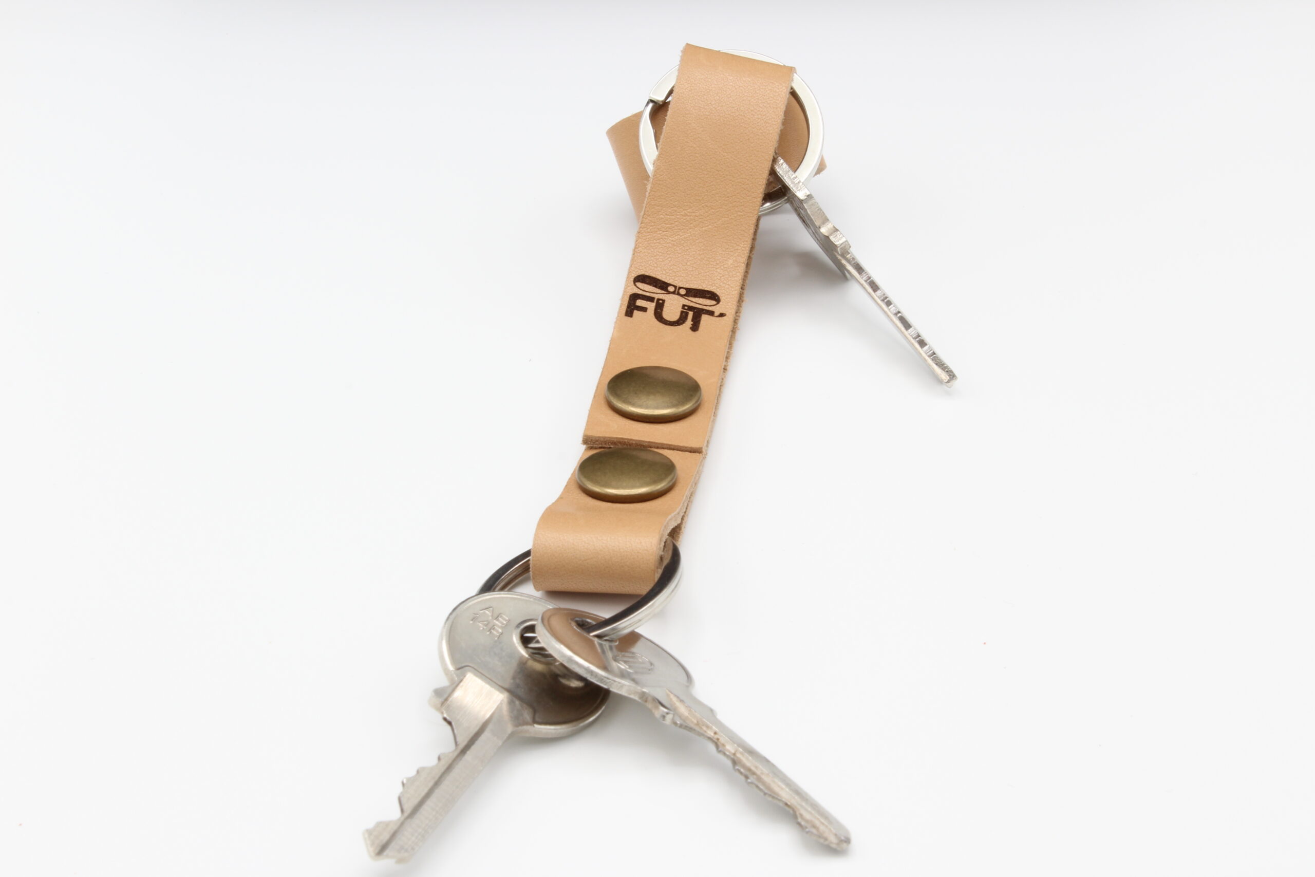 attaches porte cles cuir vachette beige fut' (3)