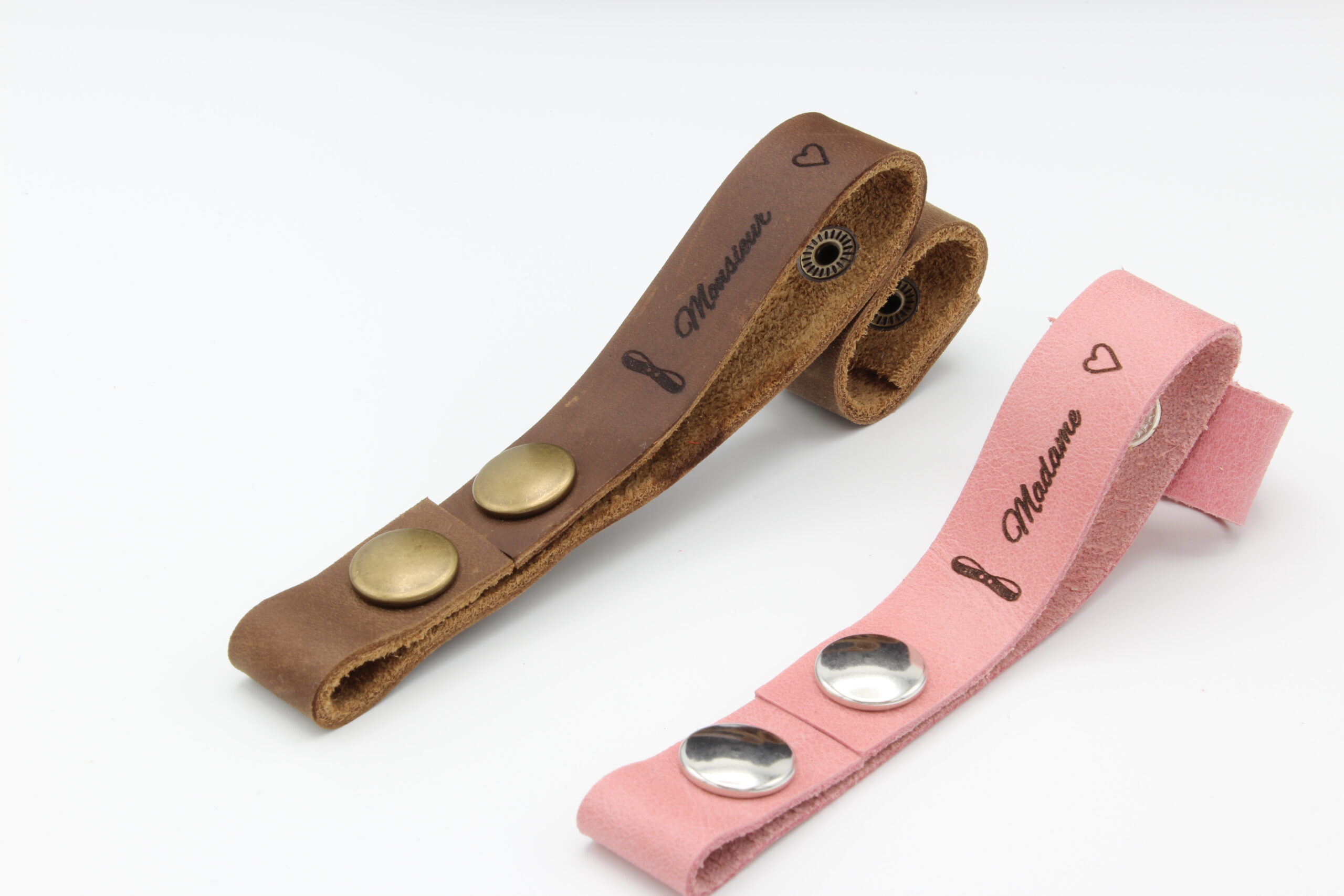 attaches porte cles cuir vachette monsieur madame (2)
